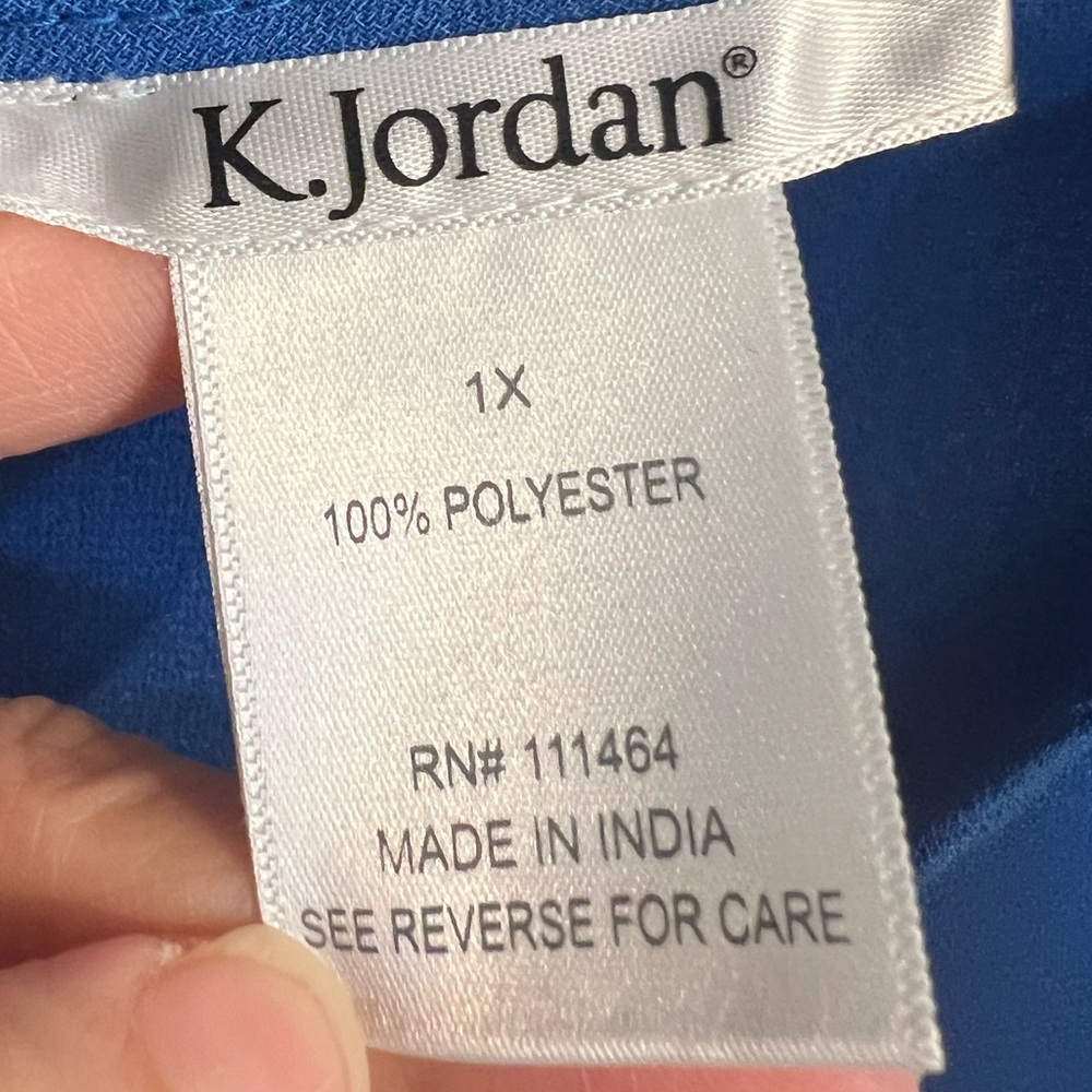 K Jordan Royal blue Plus size English ruffle blouse size 1x - Picture 5 of 9